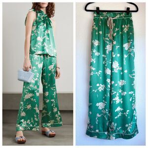 NWT Sea New York Julian 100% Silk Floral Print PJ-Style Pants in Mint Size XS